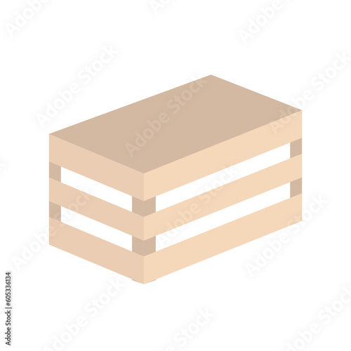 Vector wooden box flat style illustration