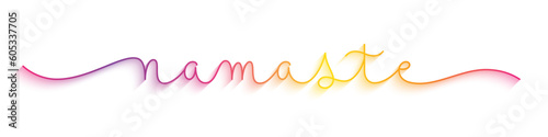 NAMASTE vector monoline calligraphy banner with colorful gradient