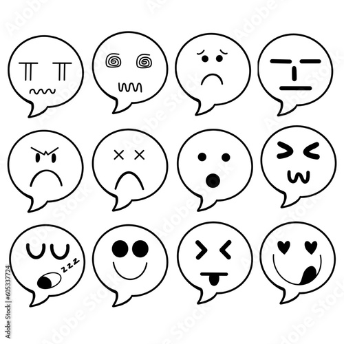 emoji emotion speech bubble set
