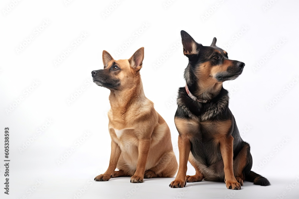 dog on white background, full body with free space