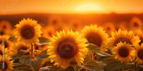 Sunflower field at golden h...