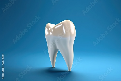 Molar in a blue background with lots of copy space ideal for dentists  generative ai