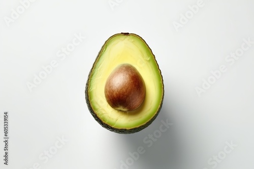 Fresh ripe avocado with white background, generative ai