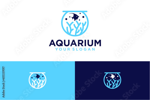 Aquarium logo design with fish