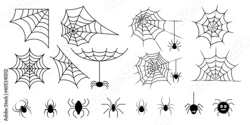 Web spider cobweb icons set.