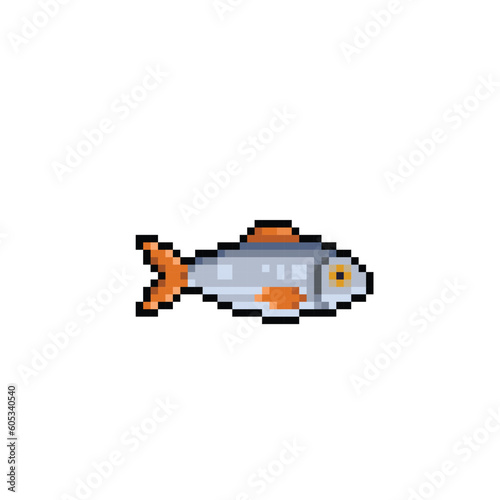 salmon fish in pixel art style