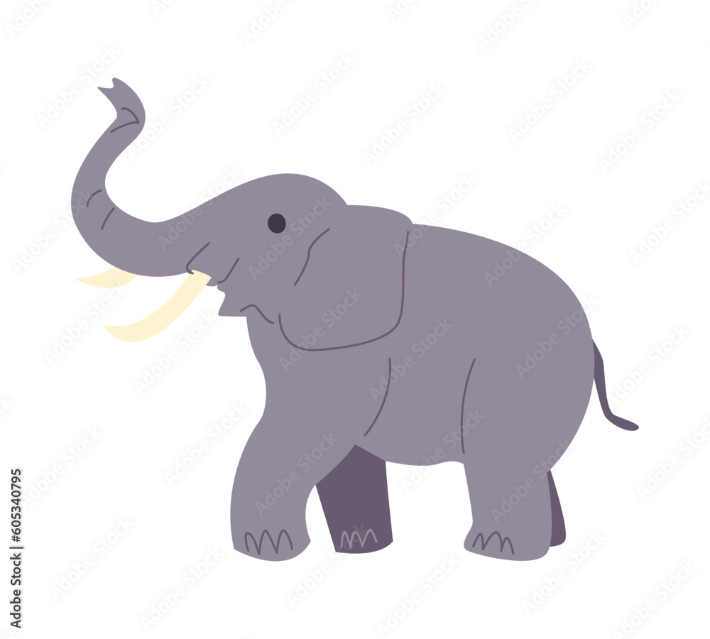 cute elephant in cartoon style. side view. isolated on white background. flat vector illustration. cute elephant in cartoon style. side view. isolated on white background. flat vector illustration.