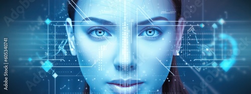 banner design for facial recognition technology, biometric identification advanced security system