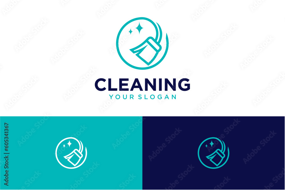 cleaning logo design with broom cleaning logo design with broom