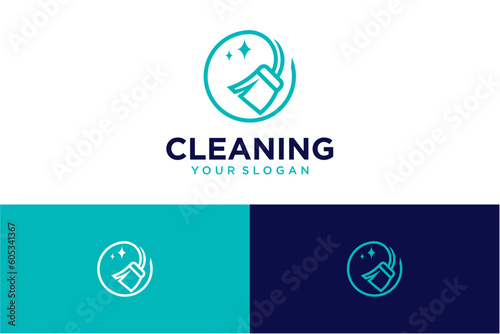 cleaning logo design with broom