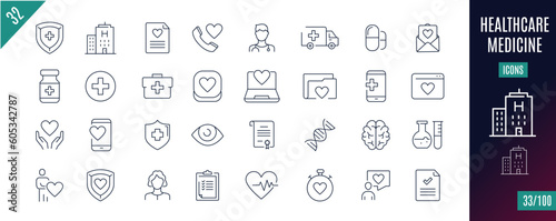 Best collection Healthcare line icons. medecine, shield,...