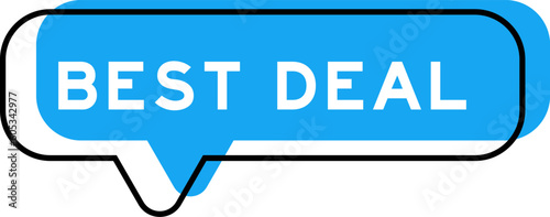 Speech banner and blue shade with word best deal on white background