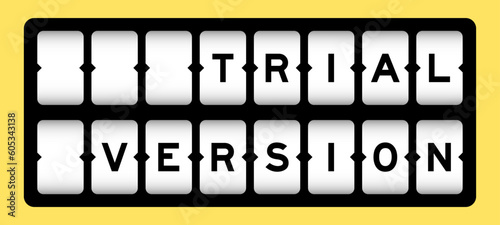 Black color in word trial version on slot banner with yellow color background