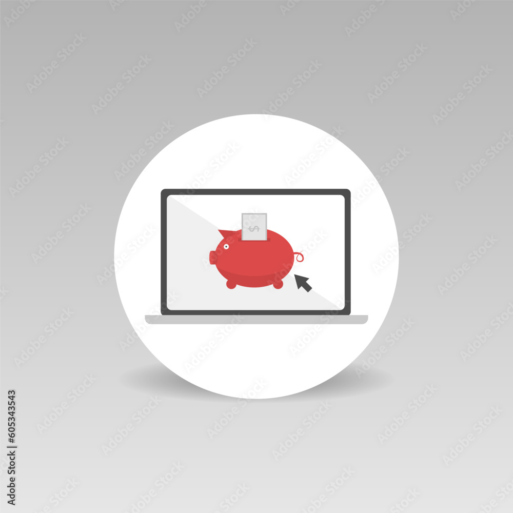 Online banking round vector icon Flat design Online banking round vector icon Flat design