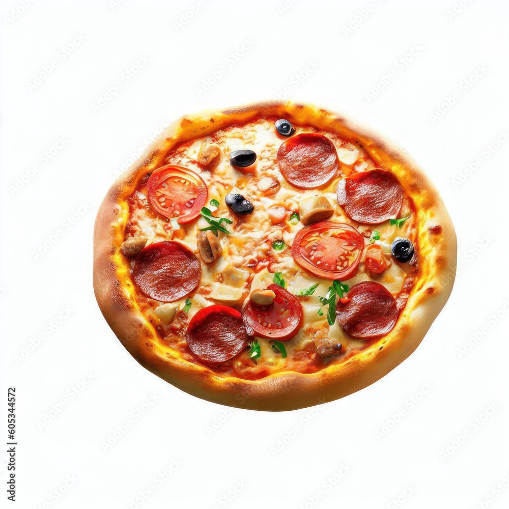 Flavorful Pizza Artistry, Realistic Food Illustration, Generative AI