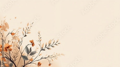 Abstract background with branches and flowers. Generative AI.