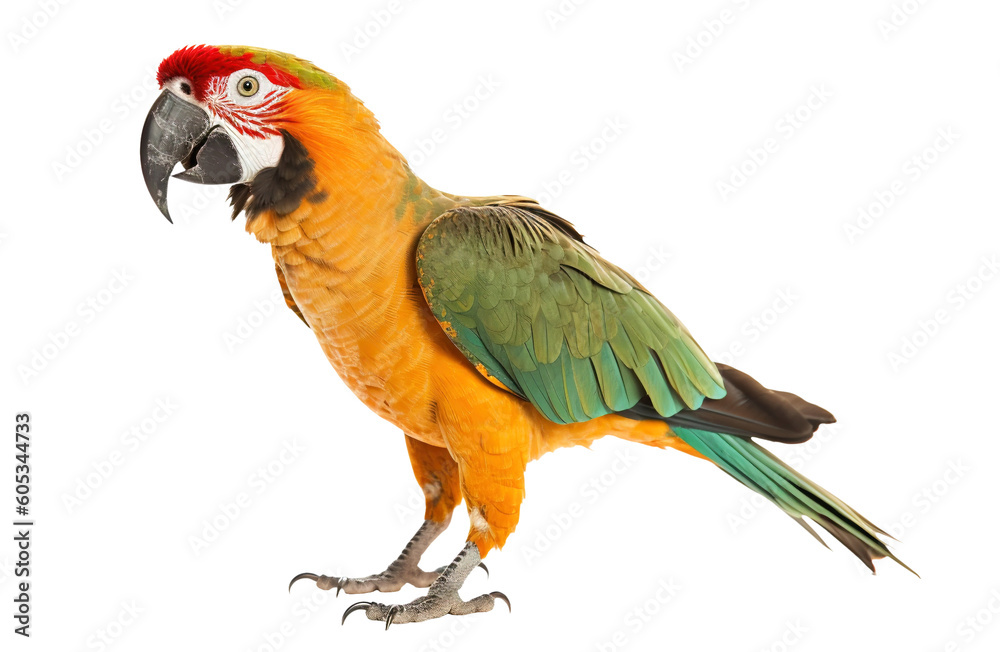 Obraz premium Parrot png, transparent background, isolated, tropical bird, generative ai