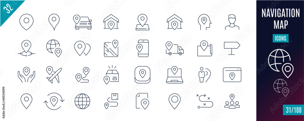 Best collection Navigation line icons. Map, locate,... Best collection Navigation line icons. Map, locate,...