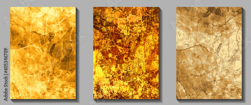Golden set vector background. Hand drawn gold texture. Old surface. Luxury backdrop for design. Abstract template for cards, poster or cover design.