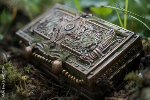 close-up of hidden geocache, with intricate details visible, created with generative ai photo