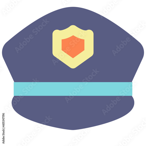 police cap flat icon