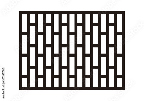 Icono negro de suelo de madera o muro de ladrillos. 