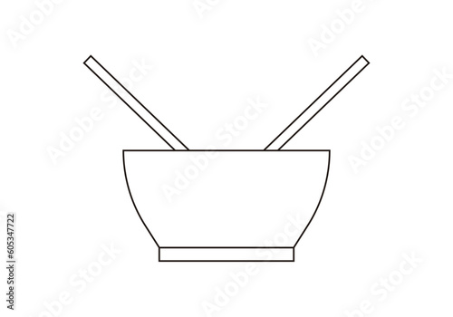 Bol de comida con palillos chinos o japoneses. 