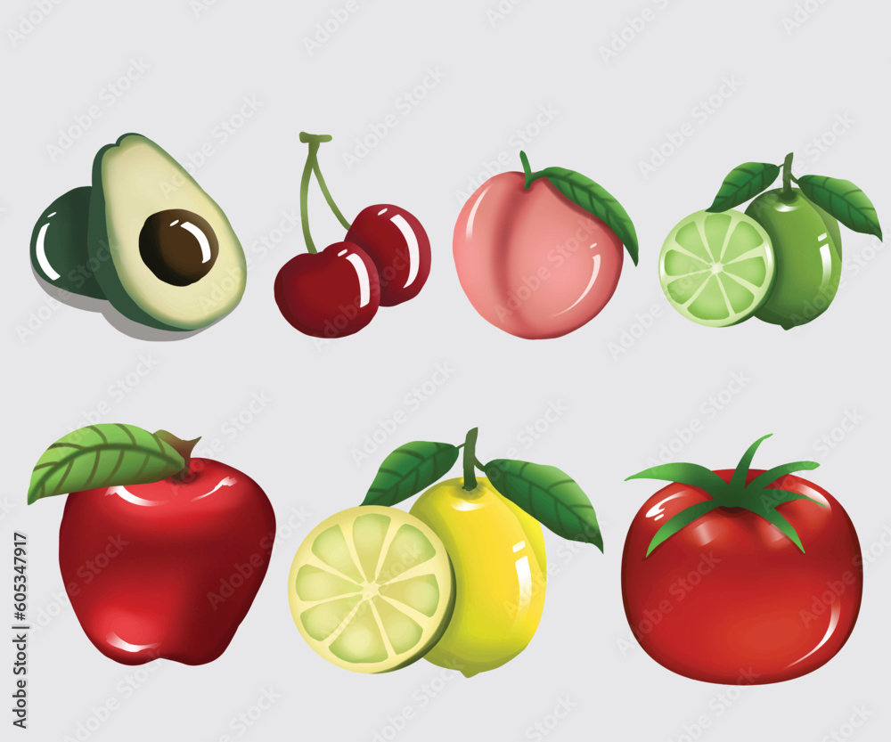 set of fruits set of fruits