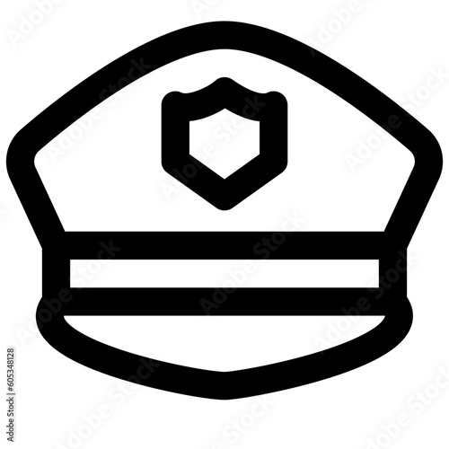 police cap black outline icon