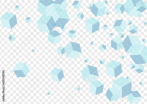 Monochrome Block Background Transparent Vector. Box Creative Illustration. White Geometric Wallpaper Template. Paper Texture. Grey Futuristic Cubic.