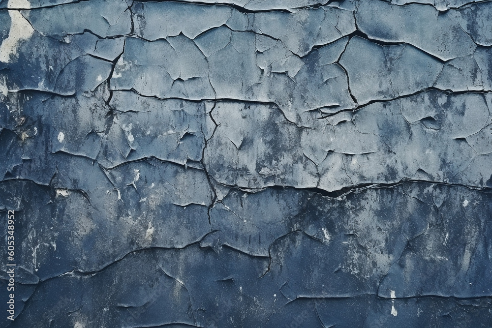 Obraz premium Black dark navy blue texture background for design. Toned rough concrete surface. A painted old building wall with cracks. Close - up. Distressed, broken, crushed, collapsed, destruction