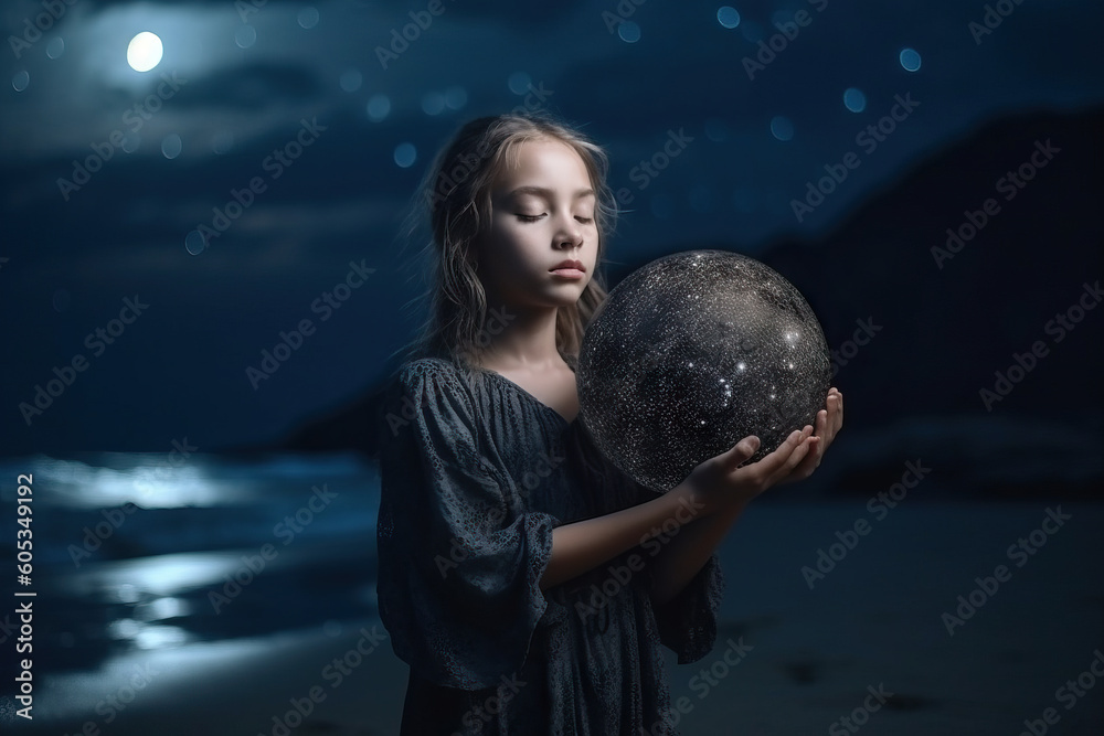Naklejka premium Female magic. Riddle, astrology, zodiac. Banner. Generative ai