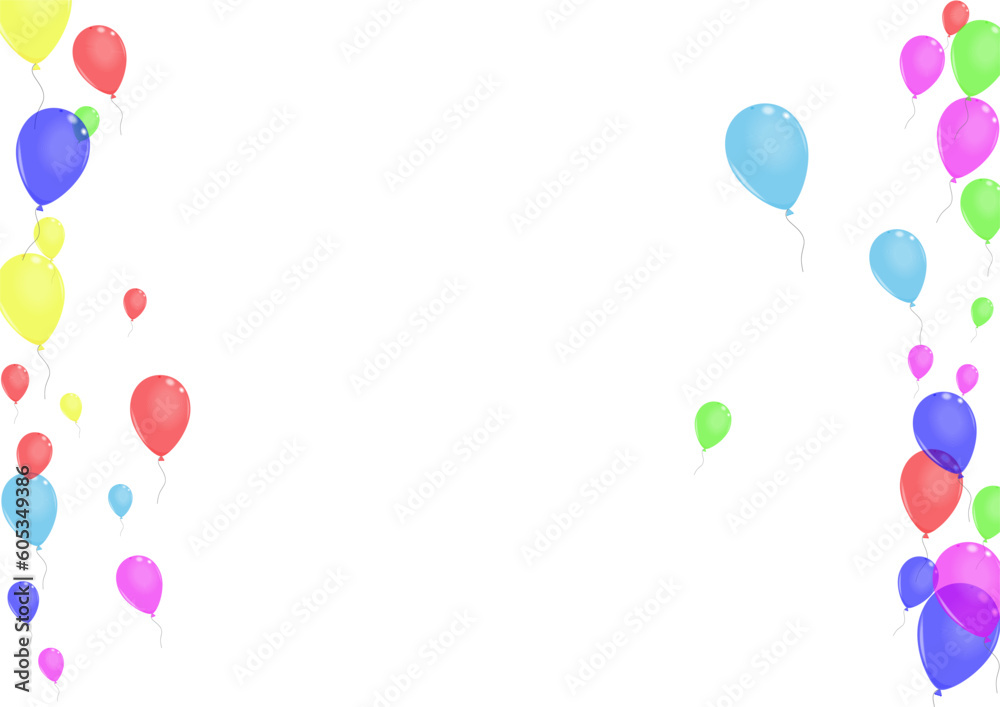 Yellow Helium Background White Vector. Baloon Celebration Background. Red Falling. Pink Surprise. Toy 3d Illustration.