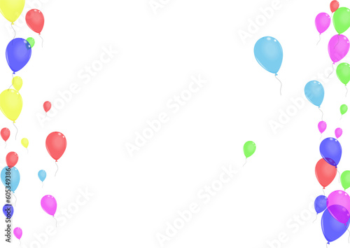Yellow Helium Background White Vector. Baloon Celebration Background. Red Falling. Pink Surprise. Toy 3d Illustration.