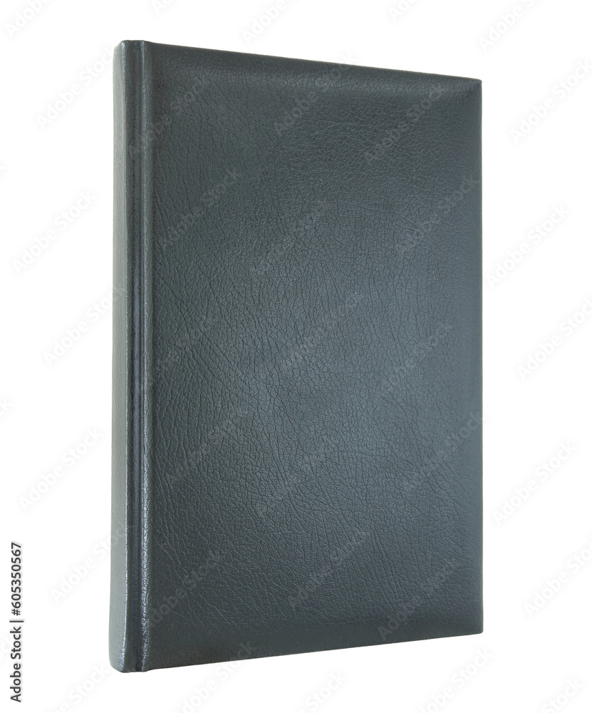 Black empty leather book isolated with clipping path for mockup Black empty leather book isolated with clipping path for mockup