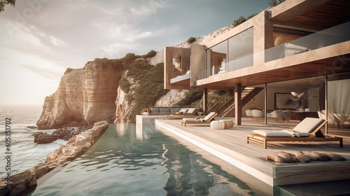 A luxury seafront cliffside villa