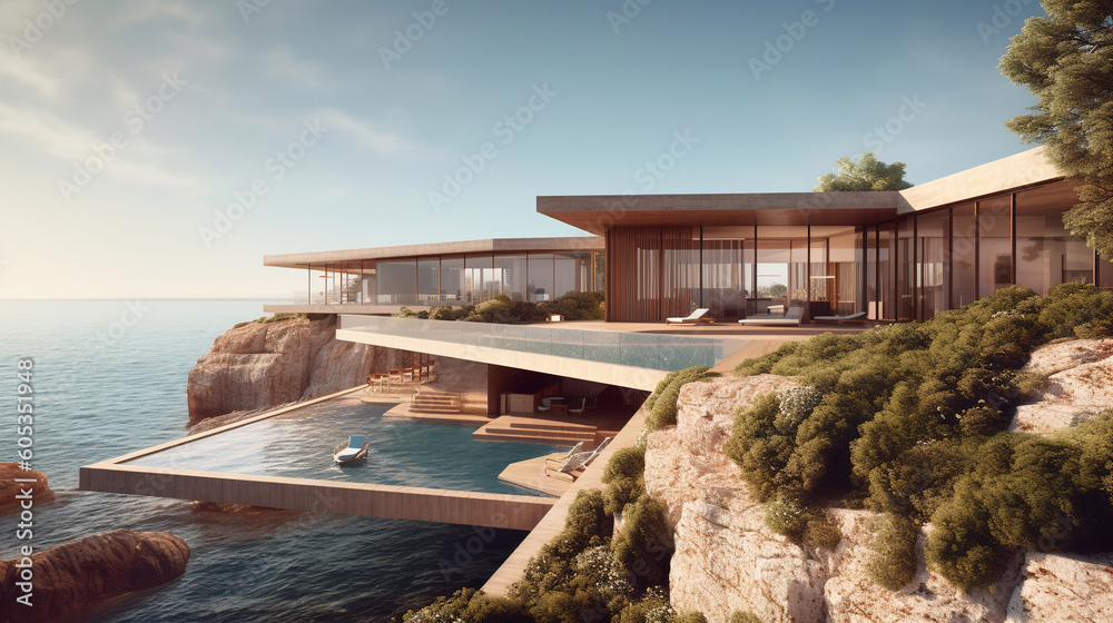 A luxury seafront cliffside villa