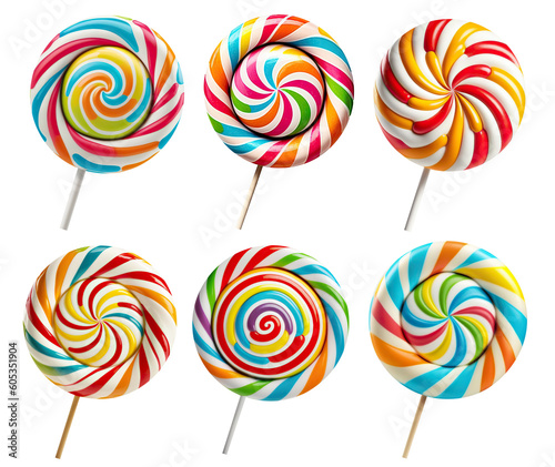 Colorful lollipops collection, cut out. Based on Generative AI