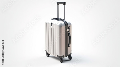 silver wheeled suitcase isolated on white background, AI generated