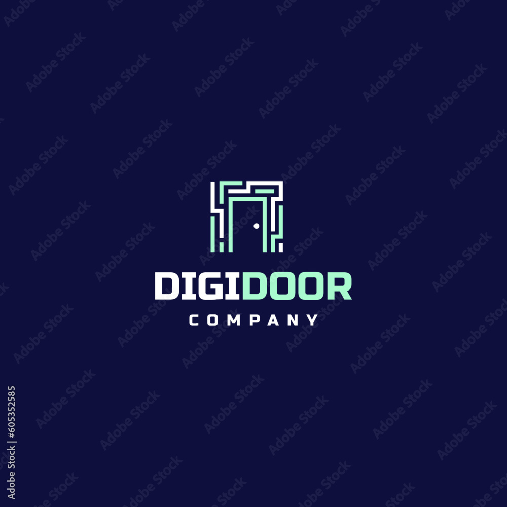digital door technology logo icon vector template
