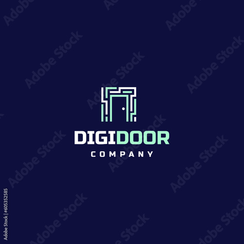 digital door technology logo icon vector template