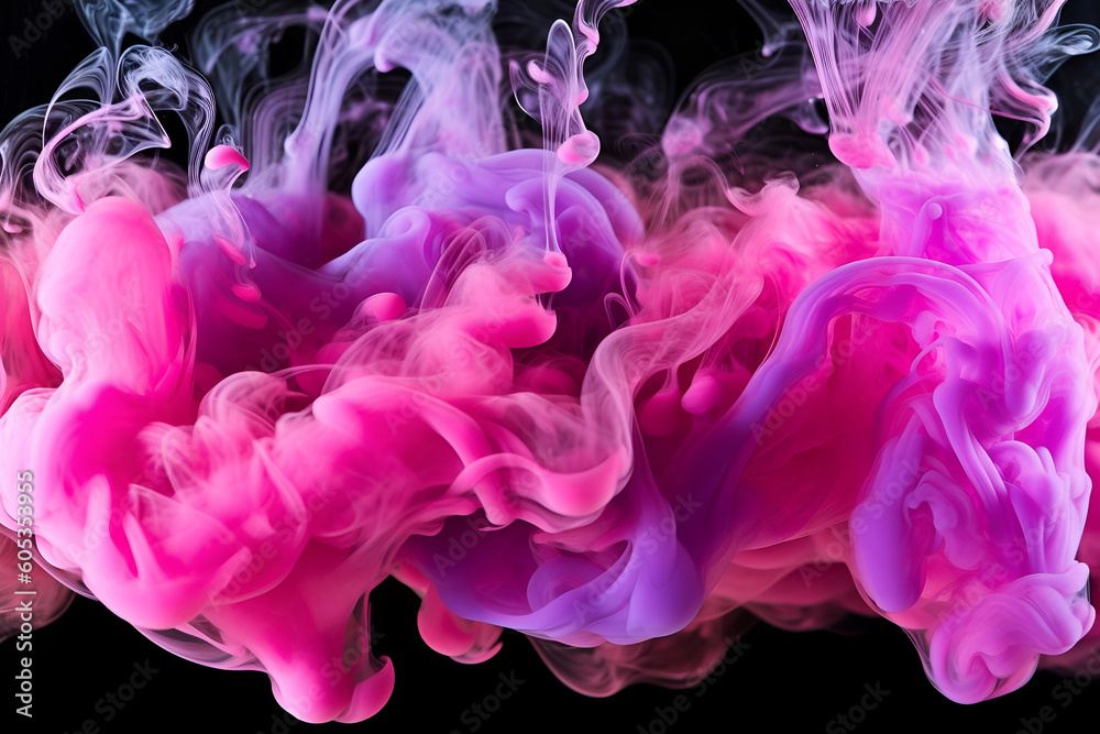 Abstract creative template. Acrylic ink in water with smoke. Periwinkle with bright pink swirling fog abstract background vibrant colours wallpaper mix.