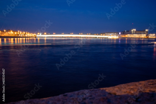 night view of Neva river in Saint Petersburg  © Egor