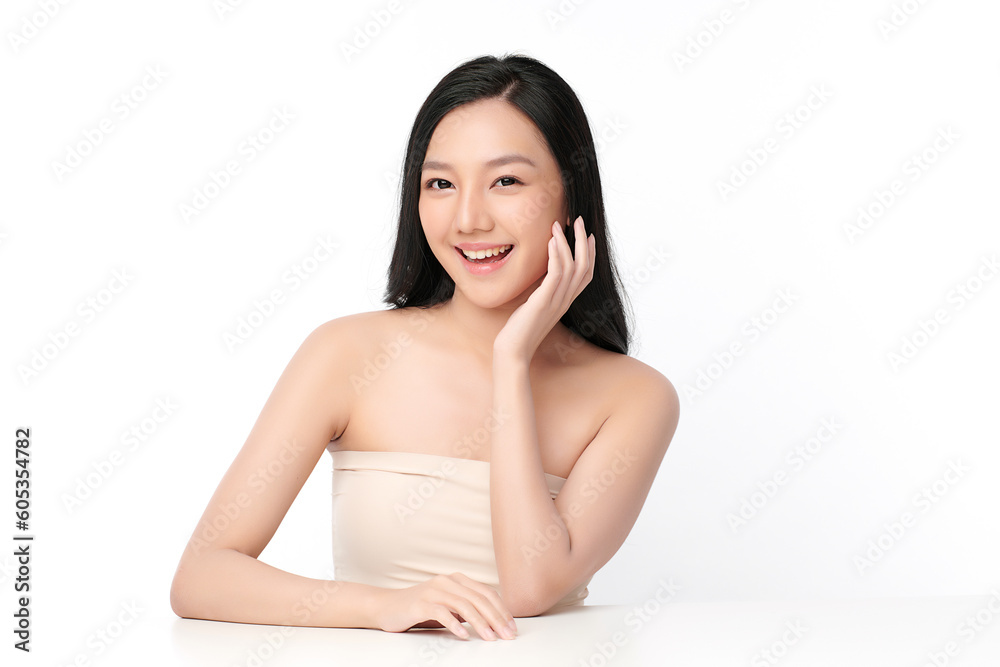 Beautiful young asian woman with clean fresh skin on white background, Face care, Facial treatment, Cosmetology, beauty and spa, Asian women portrait. Beautiful young asian woman with clean fresh skin on white background, Face care, Facial treatment, Cosmetology, beauty and spa, Asian women portrait.