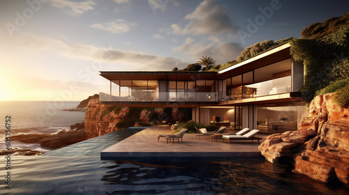 A luxury seafront cliffside villa photo