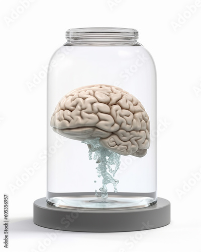 glass jar with a brain 