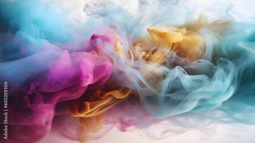 Obraz premium Motion colorful smoke isolated on white background. Fancy dream cloud of ink created with AI generated technology