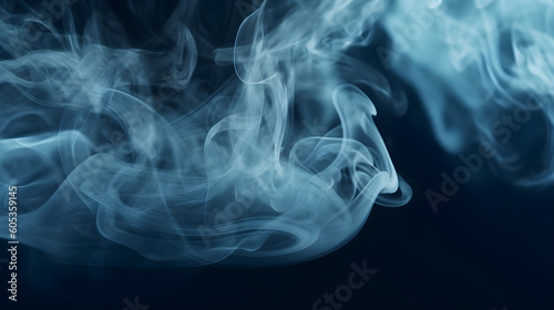 Smoke on black background. Smooth white mist wallpaper. Generative AI image.