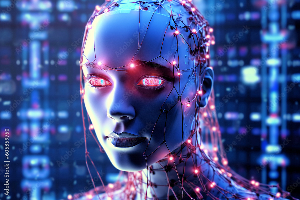 Female Robot, Artificial Intelligence. Generative AI Female Robot, Artificial Intelligence. Generative AI