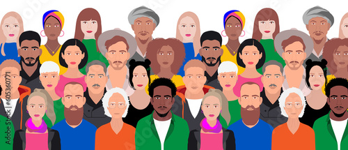 Konstfotografi abstract crowd group of people concept of social diversity inclusion, multi cult